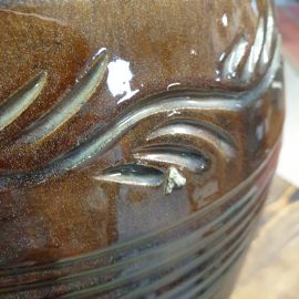 Ваза напольная "Плетёнка" с растительным узором, керамика, высота 65 см, СССР. Картинка 7